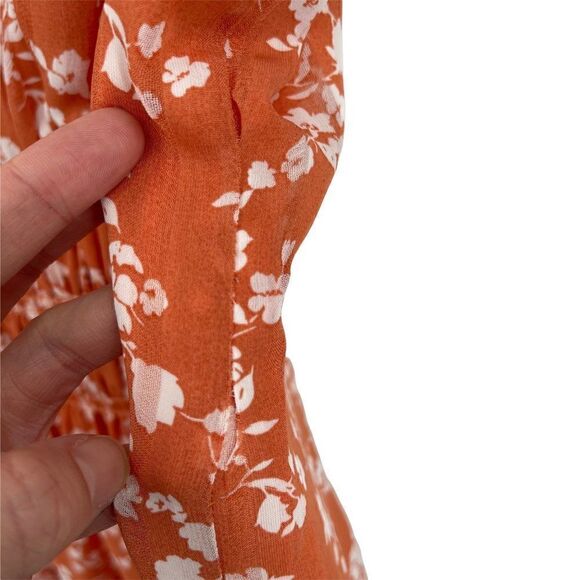 Chelsea28 Sleeveless V-Neck Smocked Tie Shoulder Mini Dress Coral White Medium - Picture 13 of 13